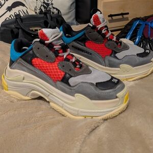 Balenciaga Red and Gray Chunky Sneakers